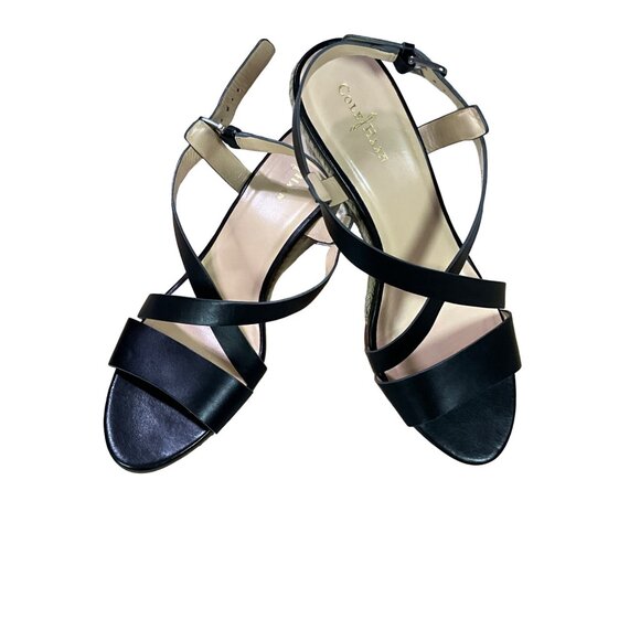 Cole Haan Coke Hahn‎ Wedge Sandals Black Size 8B - Picture 1 of 8